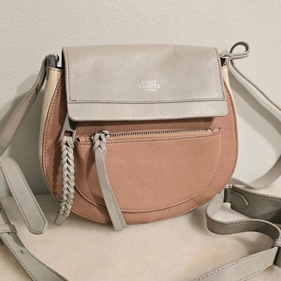 VINCE CAMUTO Colorblock Ayla Pastel Leather Crossbody Saddle Bag - Picture 1 of 8